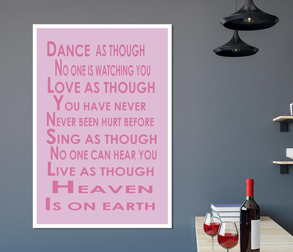 Home Quote Heaven Is On Earth Pink Print Poster Wall Art