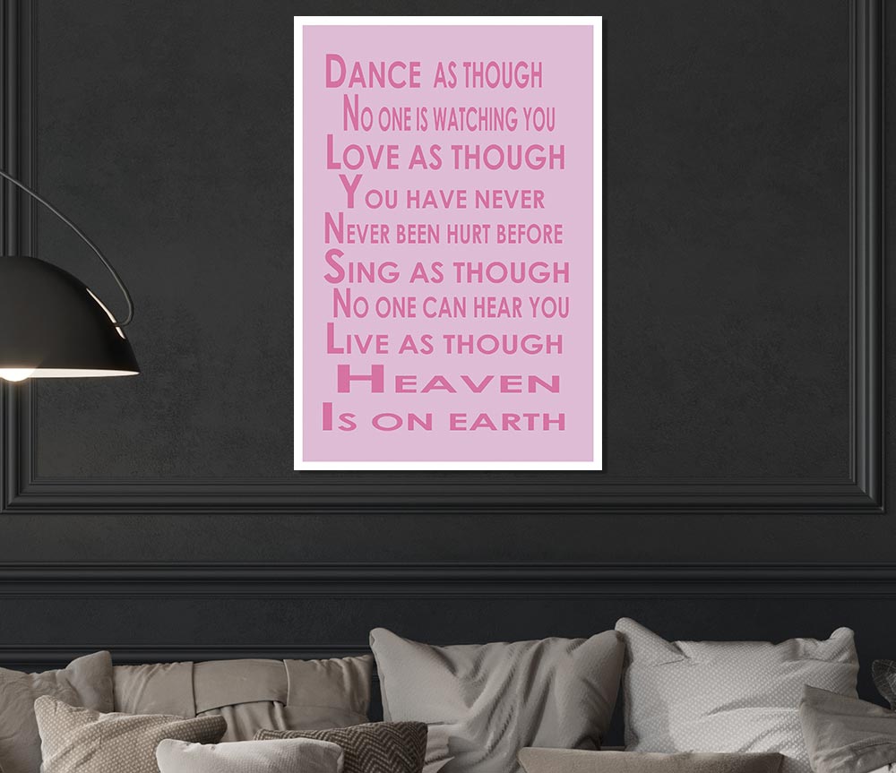 Home Quote Heaven Is On Earth Pink Print Poster Wall Art