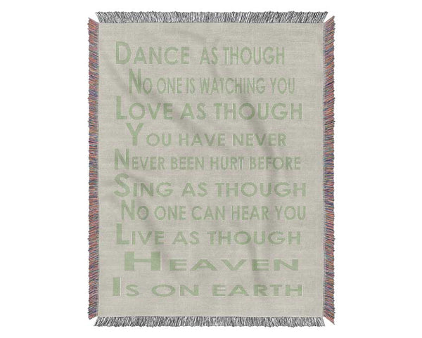 Home Quote Heaven Is On Earth Lime Green Woven Blanket