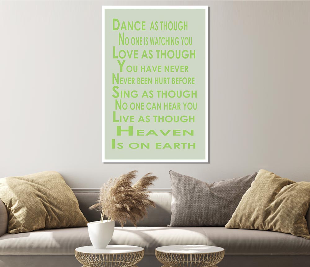 Home Quote Heaven Is On Earth Lime Green Print Poster Wall Art