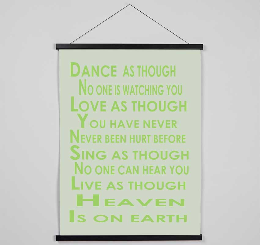 Home Quote Heaven Is On Earth Lime Green Hanging Poster - Wallart-Direct UK