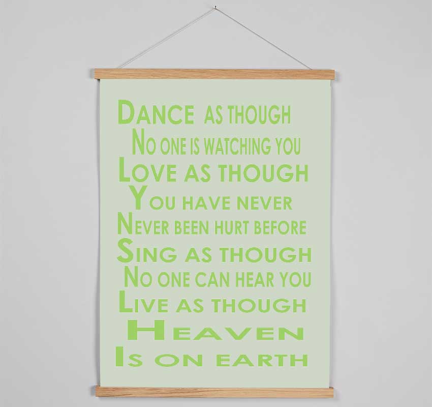 Home Quote Heaven Is On Earth Lime Green Hanging Poster - Wallart-Direct UK