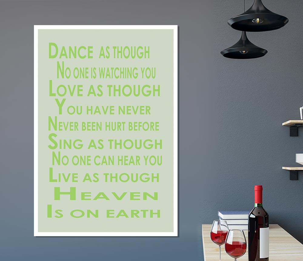 Home Quote Heaven Is On Earth Lime Green Print Poster Wall Art