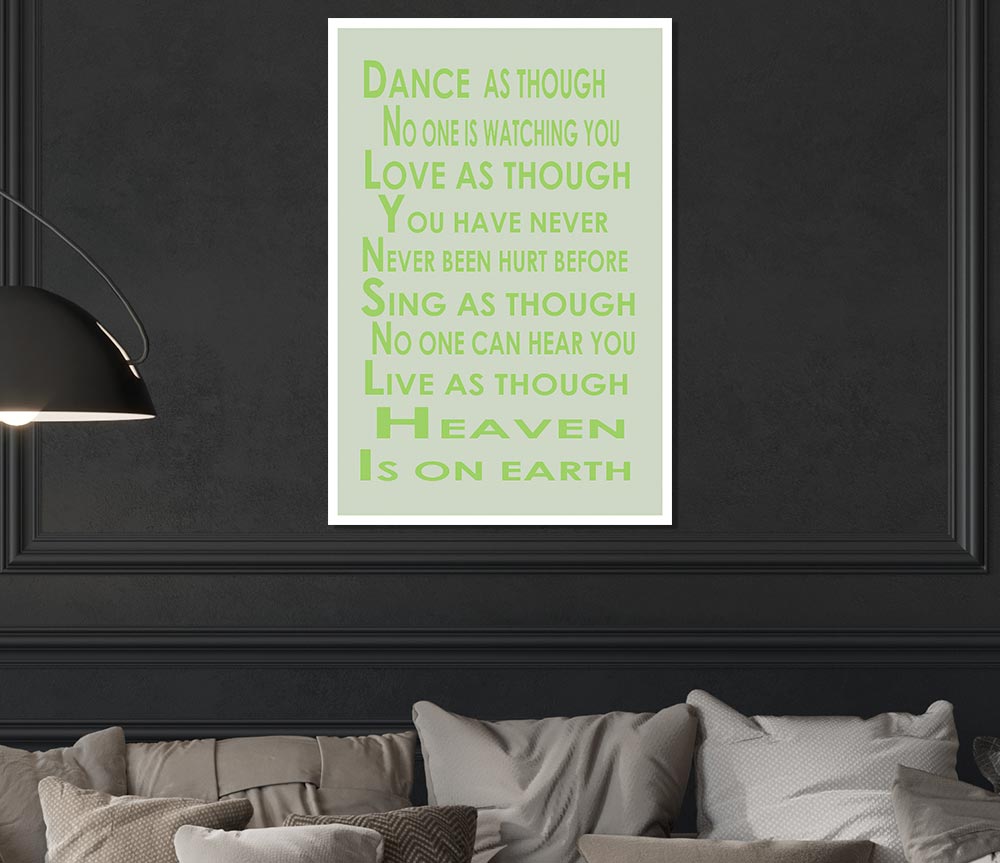 Home Quote Heaven Is On Earth Lime Green Print Poster Wall Art