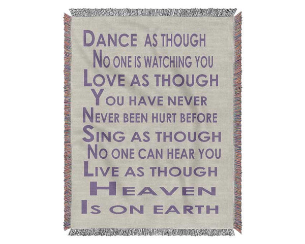 Home Quote Heaven Is On Earth Lilac Woven Blanket