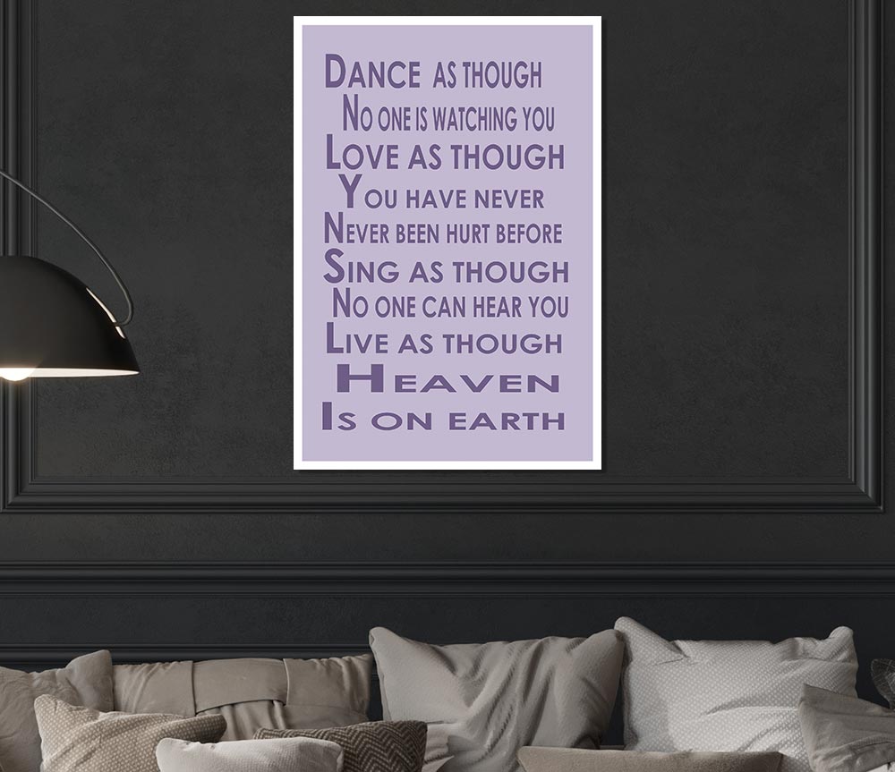 Home Quote Heaven Is On Earth Lilac Print Poster Wall Art