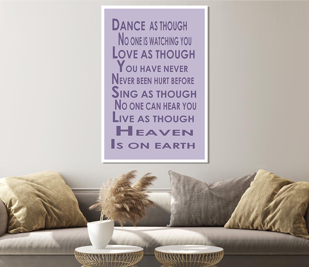 Home Quote Heaven Is On Earth Lilac Print Poster Wall Art