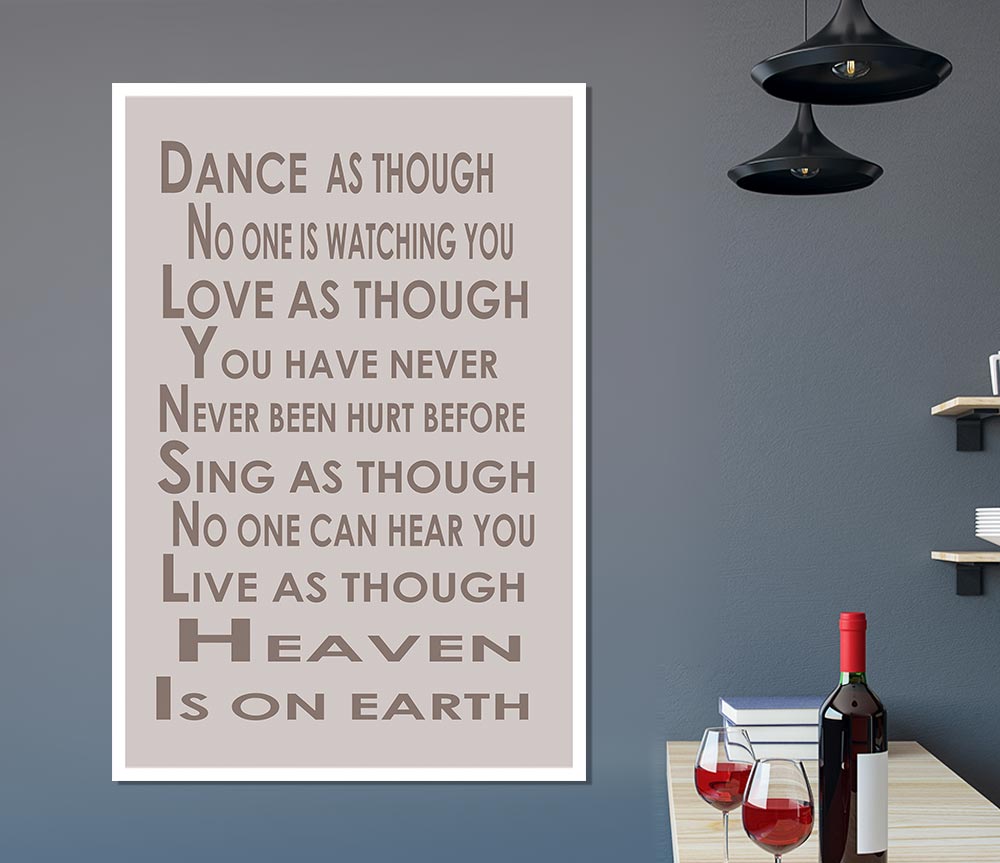 Home Quote Heaven Is On Earth Beige Print Poster Wall Art