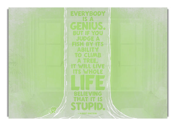 Albert Einstein Everybody Is A Genius Lime Green