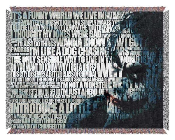 Movie Quote The Joker Funny World Woven Blanket