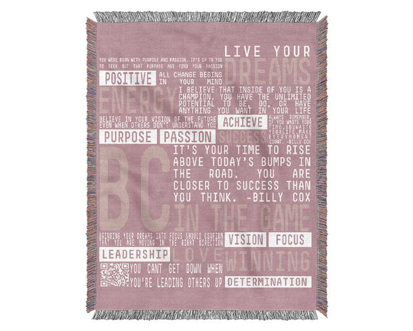 Live Your Dreams Pink Woven Blanket