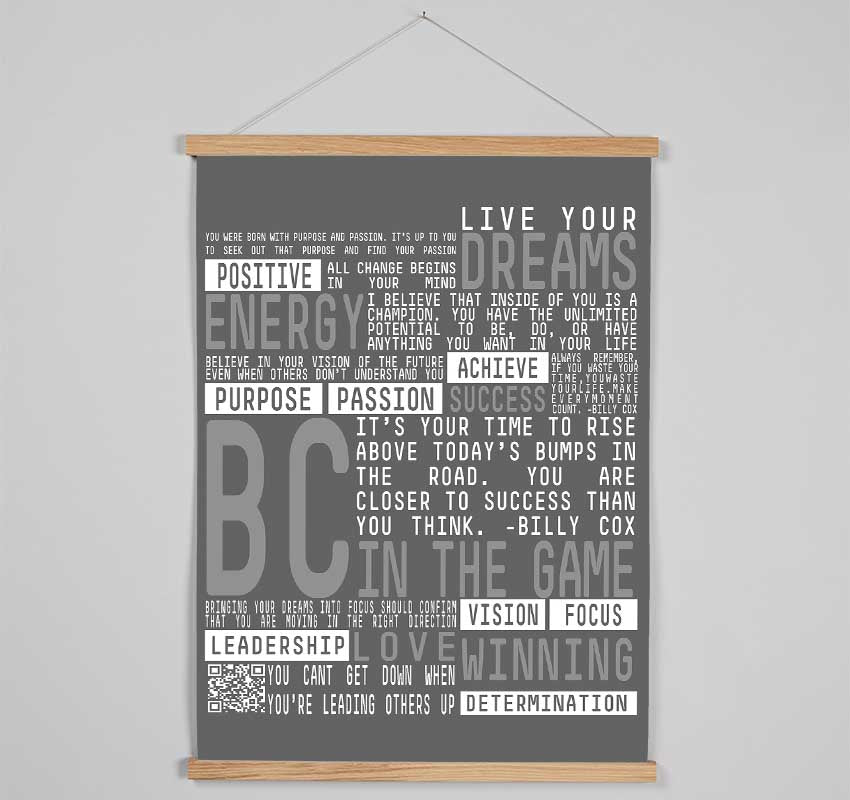 Live Your Dreams Grey Hanging Poster - Wallart-Direct UK