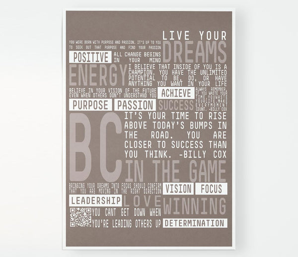 Live Your Dreams Beige Print Poster Wall Art