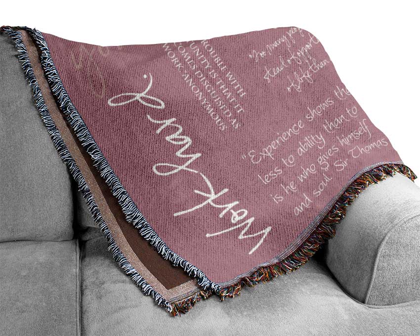 Work Hard Dream Big Expect Success Pink Woven Blanket