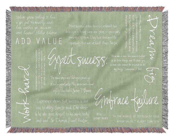 Work Hard Dream Big Expect Success Lime Green Woven Blanket