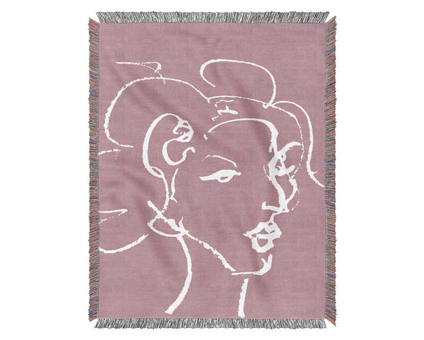 Pretty Lady Sketch Pink Woven Blanket