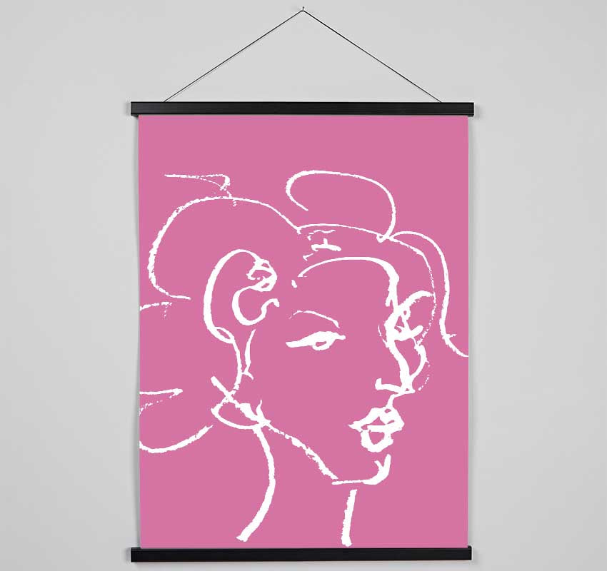 Pretty Lady Sketch Pink Hanging Poster - Wallart-Direct UK