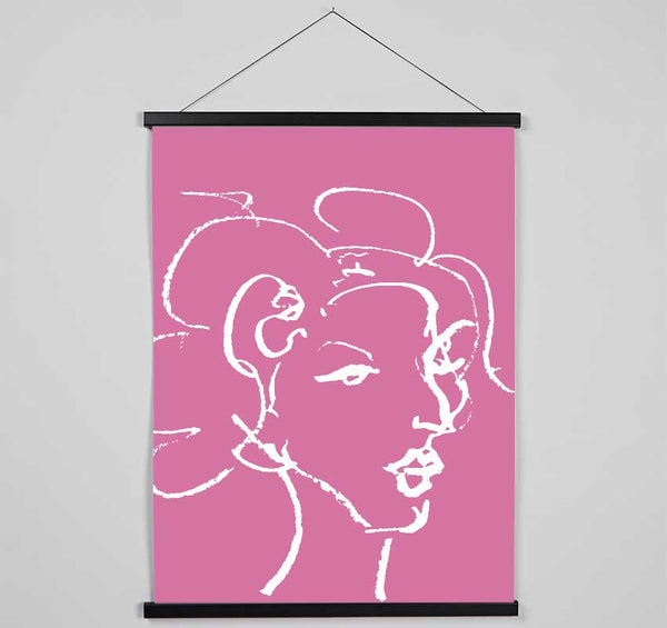 Pretty Lady Sketch Pink Hanging Poster - Wallart-Direct UK