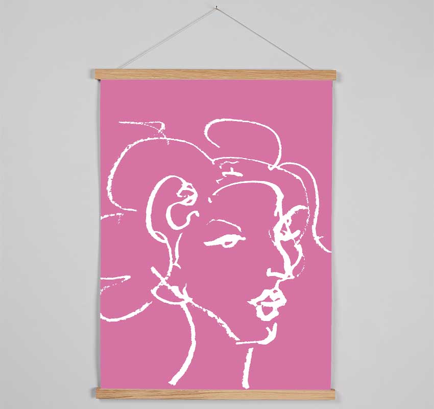 Pretty Lady Sketch Pink Hanging Poster - Wallart-Direct UK