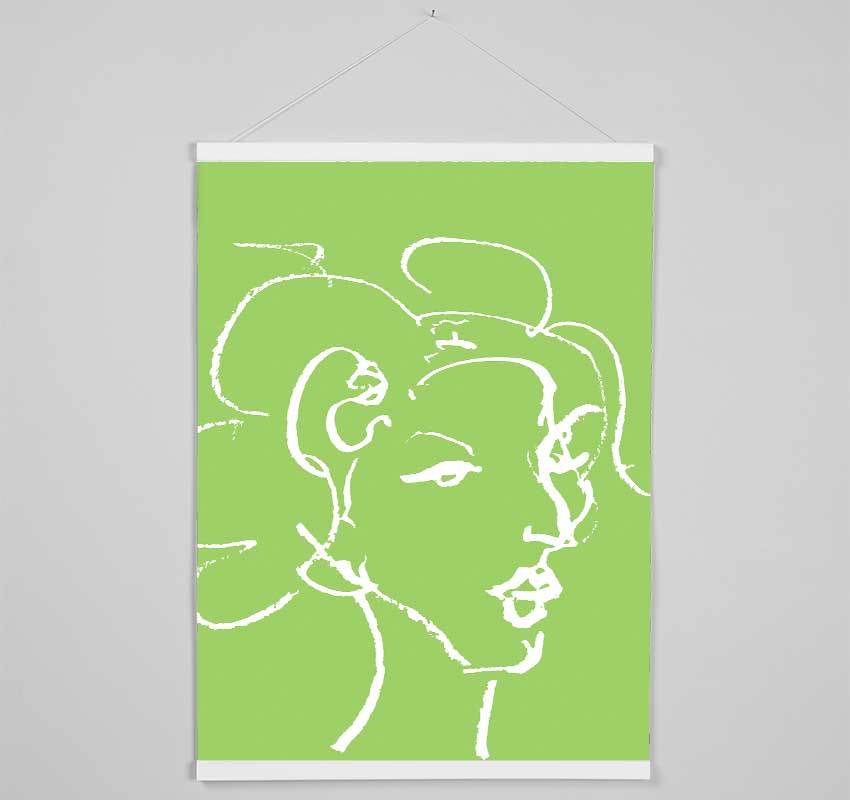 Pretty Lady Sketch Lime Green Hanging Poster - Wallart-Direct UK