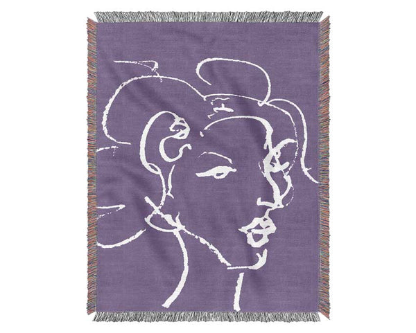 Pretty Lady Sketch Lilac Woven Blanket