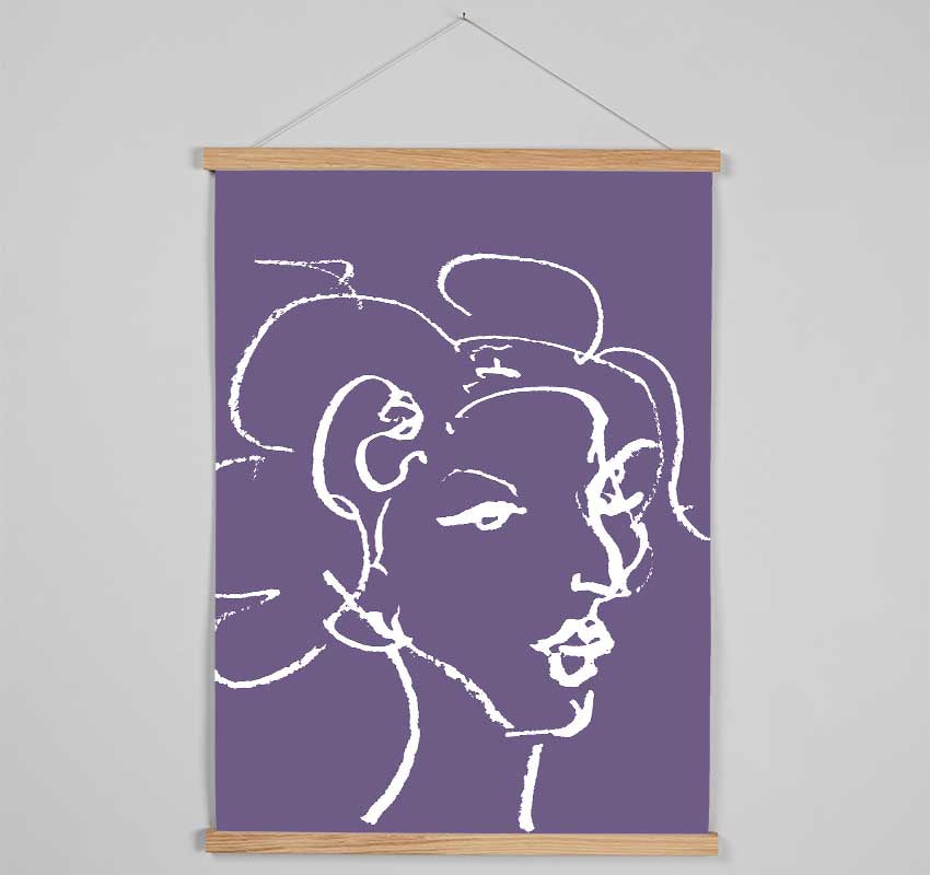 Pretty Lady Sketch Lilac Hanging Poster - Wallart-Direct UK