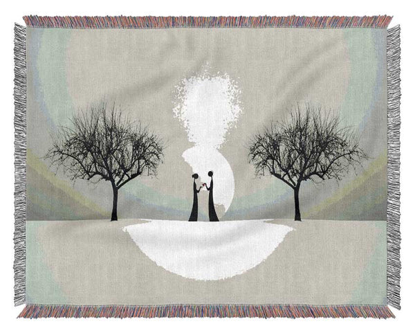 Love Between The Trees And Moon Woven Blanket