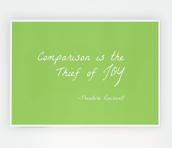 Theodore Roosevelt Comparison Is The Thief Of Joy Lime Green Print Poster Wall Art