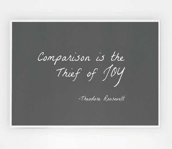 Theodore Roosevelt Comparison Is The Thief Of Joy Grey Print Poster Wall Art