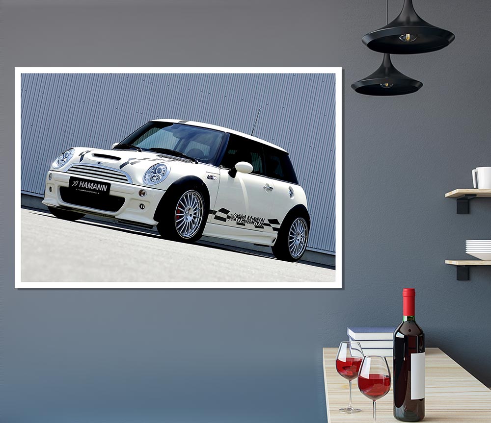 White Mini Side Profile Print Poster Wall Art