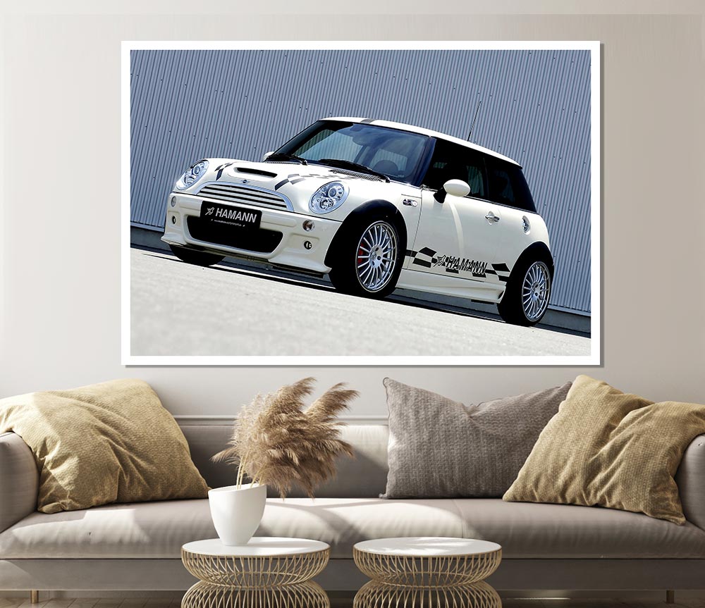 White Mini Side Profile Print Poster Wall Art