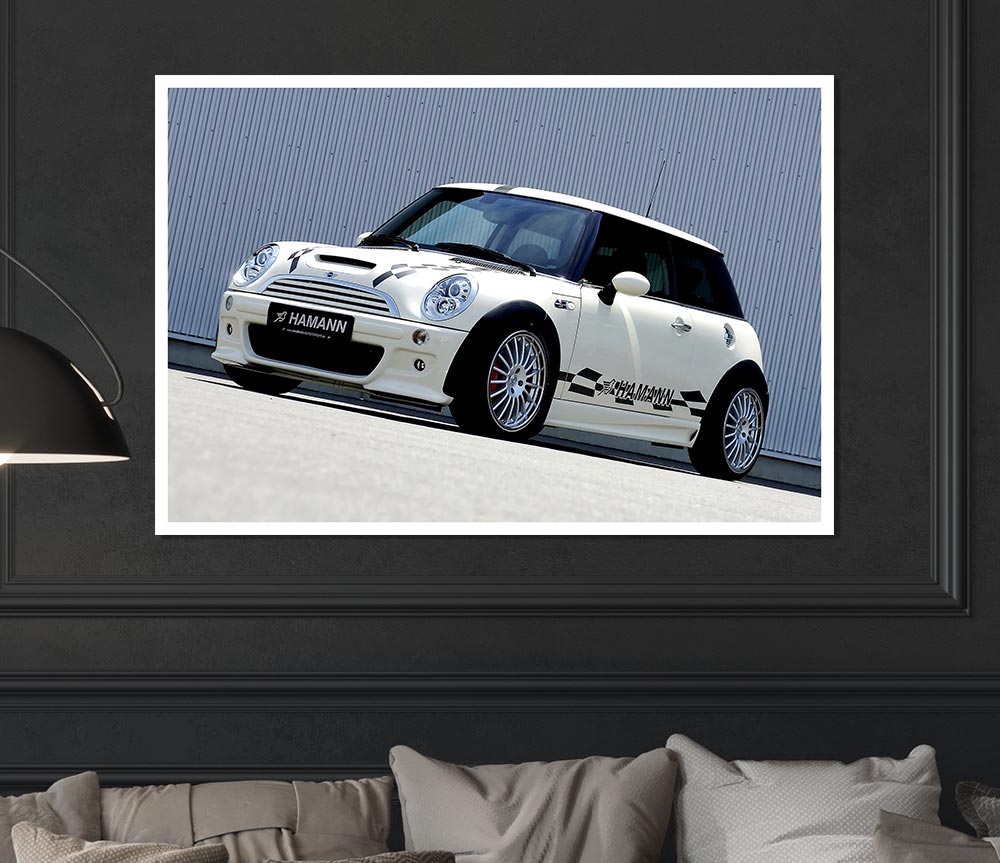 White Mini Side Profile Print Poster Wall Art