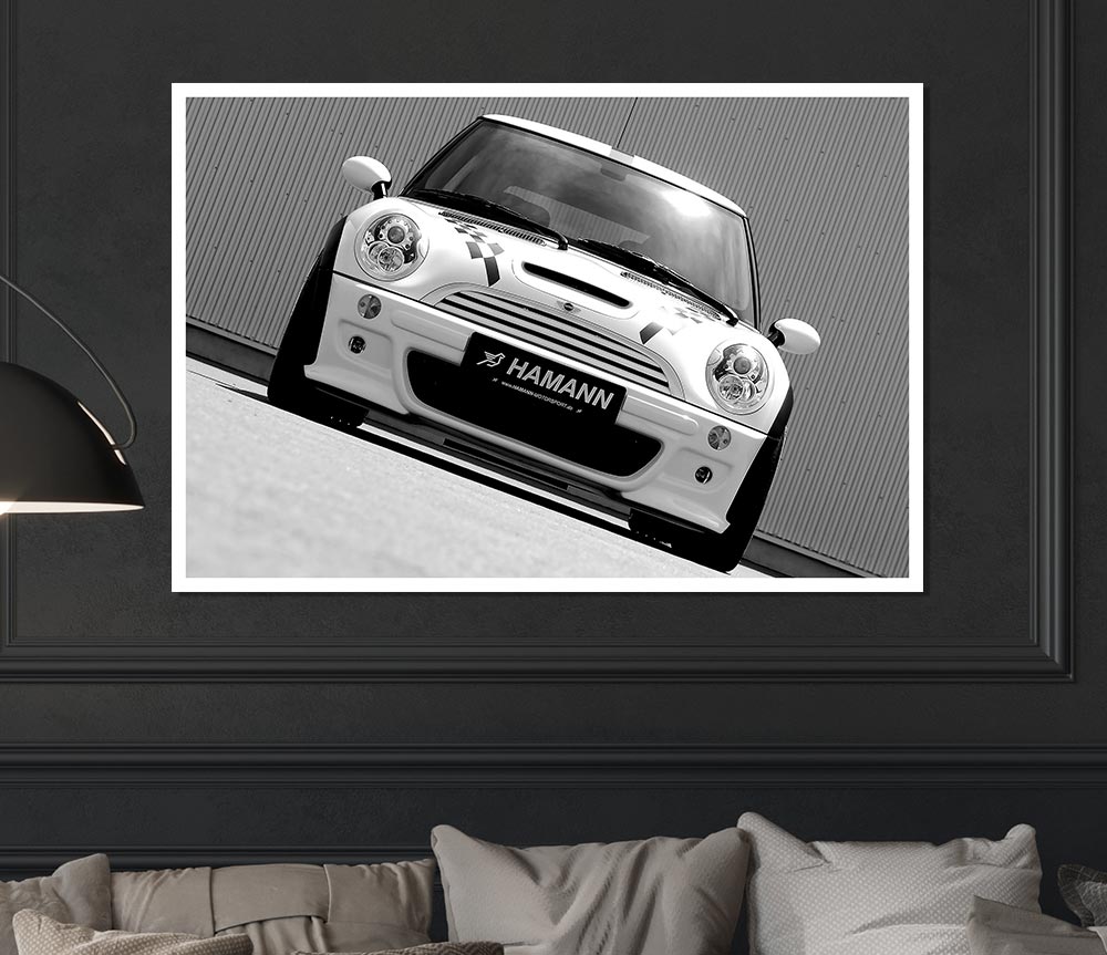 White Mini Front Profile Print Poster Wall Art