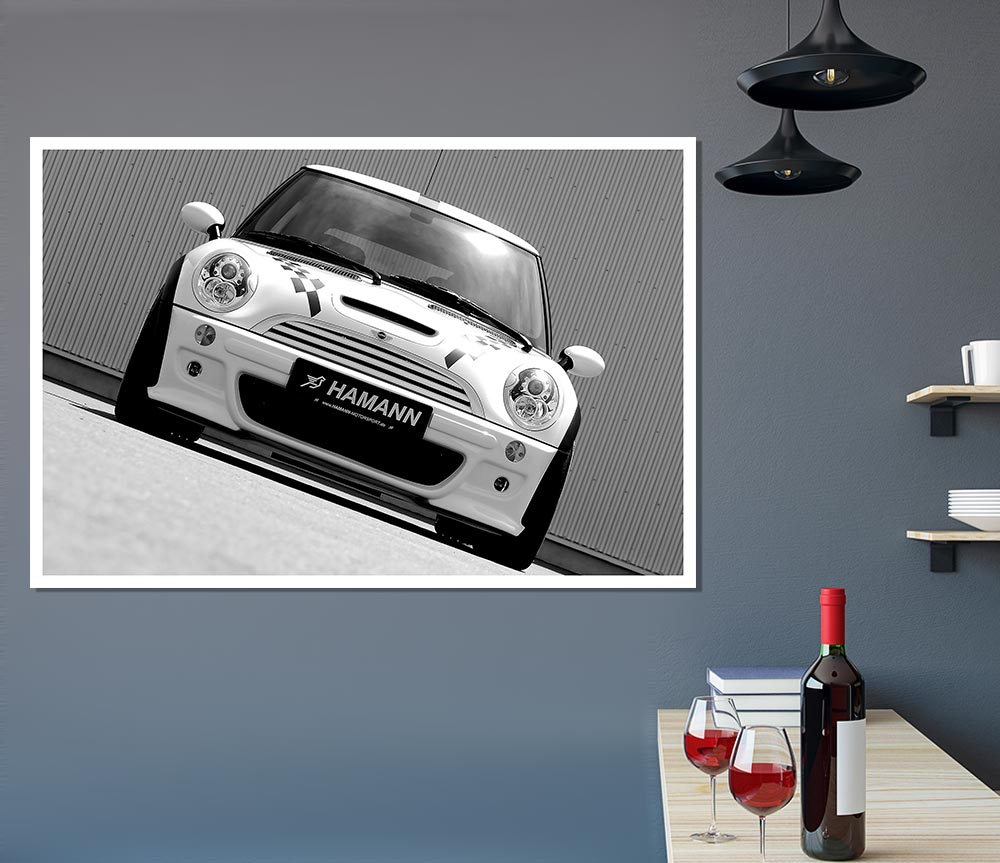 White Mini Front Profile Print Poster Wall Art