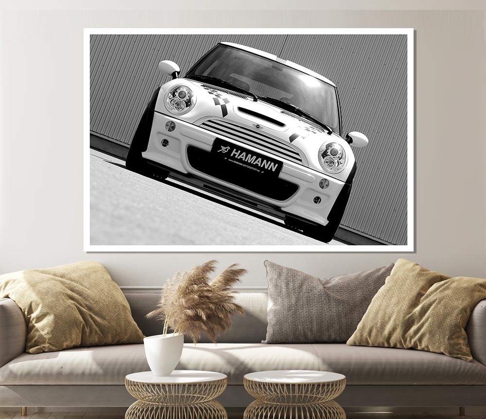 White Mini Front Profile Print Poster Wall Art