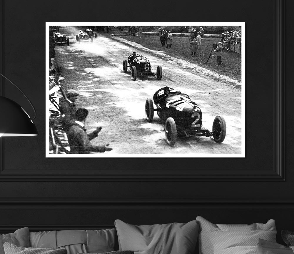 Vintage Formula One Crowd Print Poster Wall Art