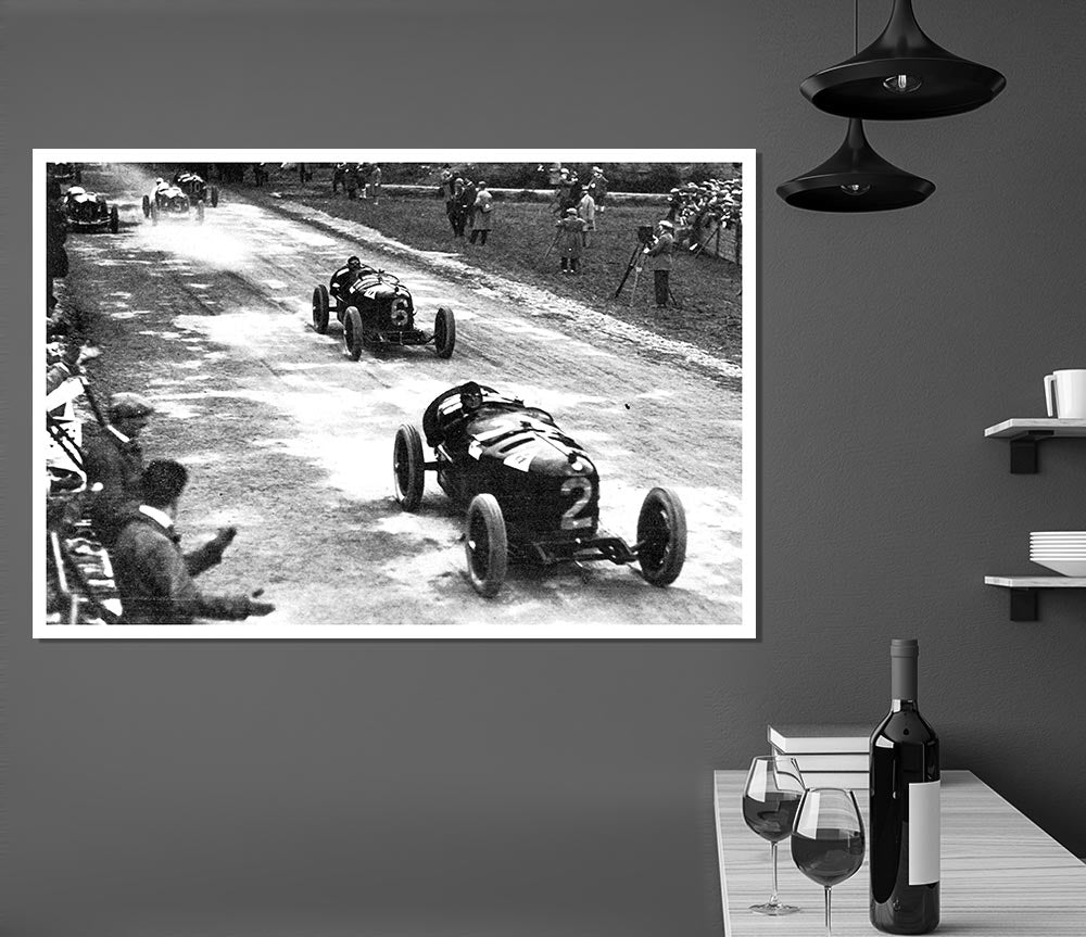 Vintage Formula One Crowd Print Poster Wall Art