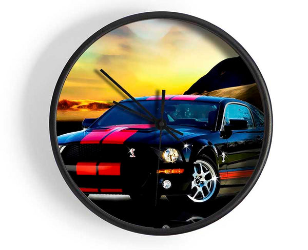 Shelby Mustang Red Stripes Clock - Wallart-Direct UK