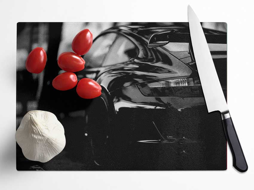 Porsche In Black Glass Chopping Board