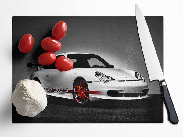 Porsche Gt3 Rs Turbo White Red Glass Chopping Board