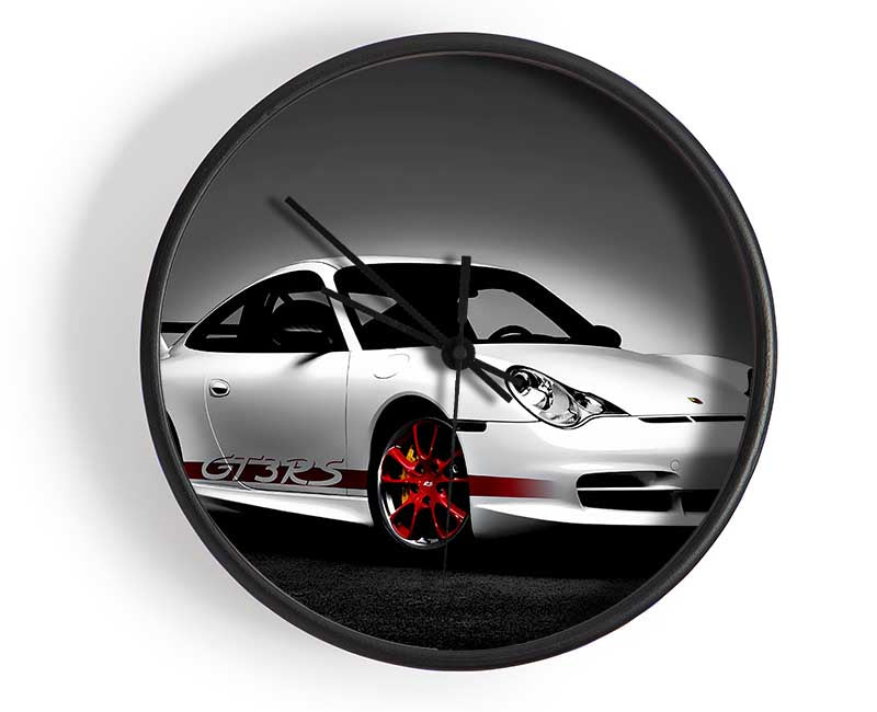 Porsche Gt3 Rs Turbo White Red Clock - Wallart-Direct UK