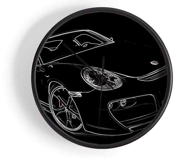 Porsche 911 White On Black Clock - Wallart-Direct UK