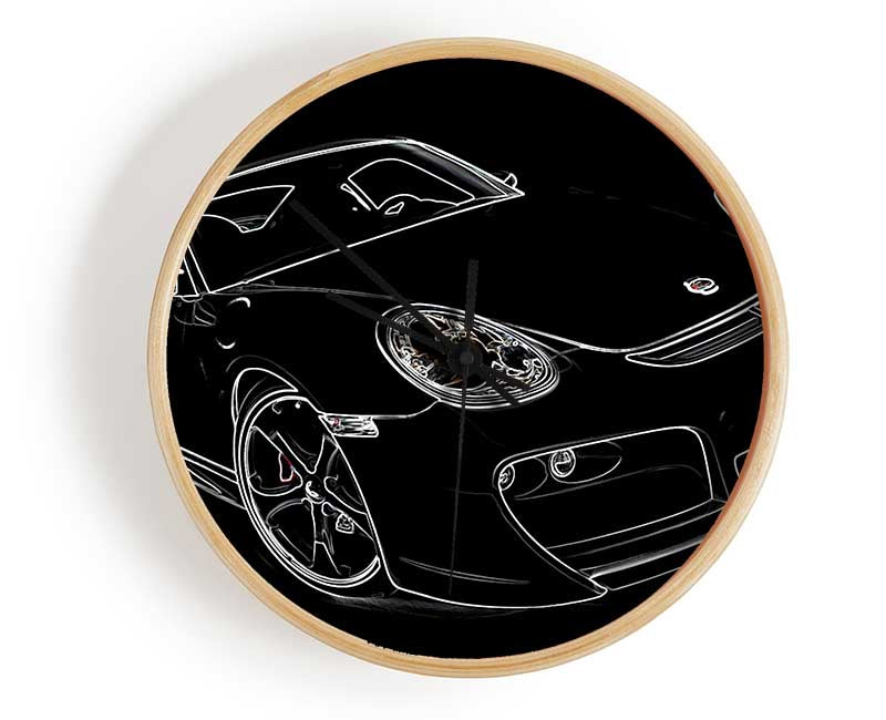 Porsche 911 White On Black Clock - Wallart-Direct UK