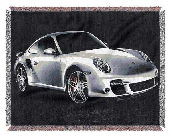 Porsche 911 Silver Beauty Woven Blanket