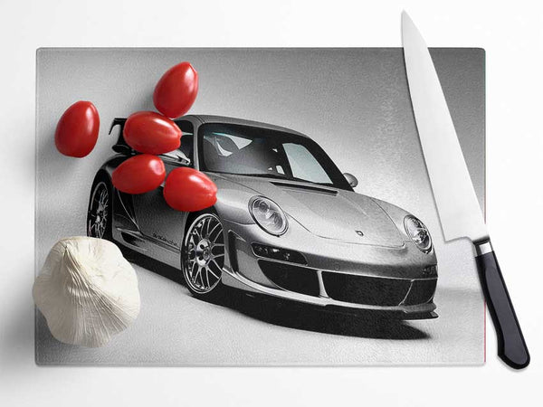 Porsche 911 Silver Glass Chopping Board