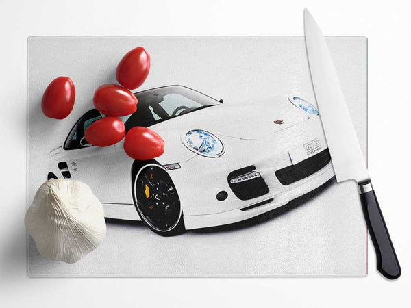 Porsche 911 Gt White Glass Chopping Board