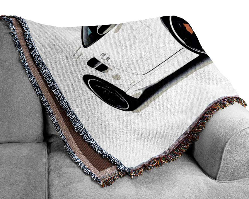 Porsche 911 Gt White Woven Blanket