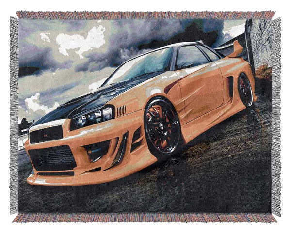 Nissan Skyline Yellow Woven Blanket