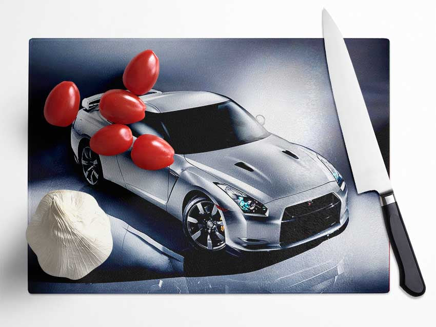 Nissan Skyline Silver Glass Chopping Board