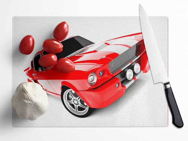 Mustang Red Side Profile Glass Chopping Board